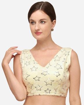 embellished back-open blouse