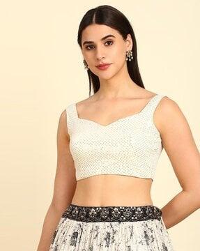 embellished back-open blouse