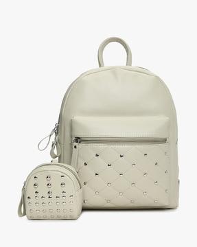 embellished backpack with pouch