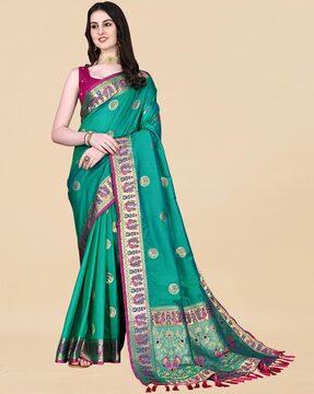 embellished banarasi jacquard silk saree