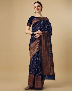 embellished banarasi soft silk saree with blouse piece