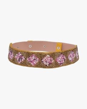 embellished belt with snap-button closure