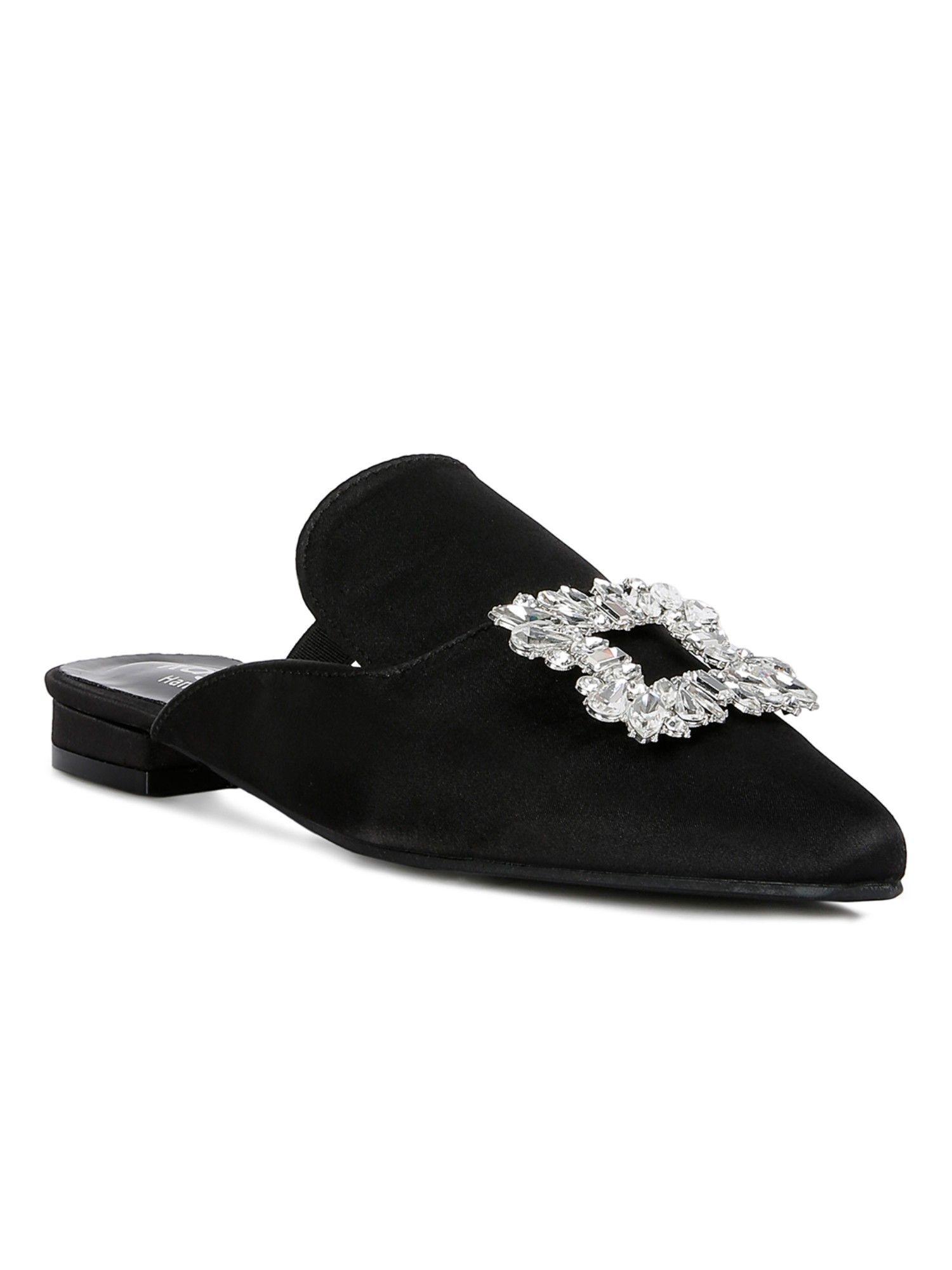 embellished black mules