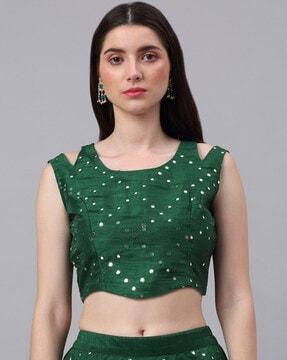 embellished blouson crop  top