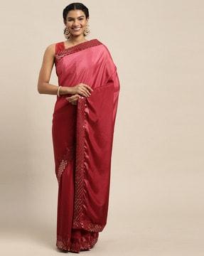 embellished border saree with blouse piece