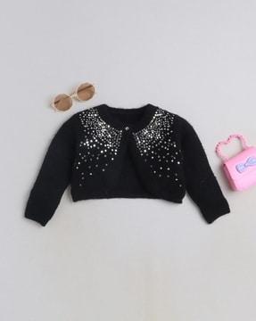 embellished cardigan with button-closure
