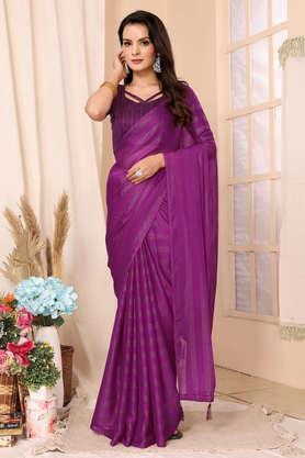 embellished chiffon party wear women's saree - purple