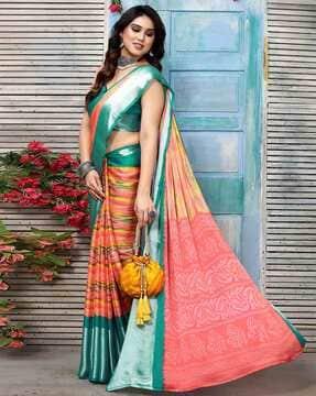 embellished chiffon saree with border