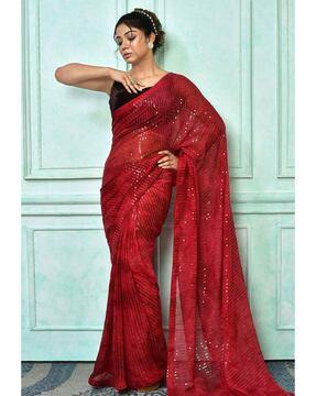 embellished chiffon saree with sequin accent