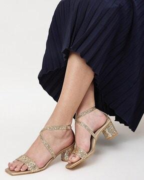 embellished chunky heeled sandals