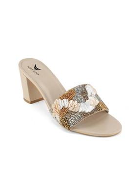 embellished chunky heeled sandals