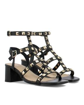 embellished chunky heeled sandals