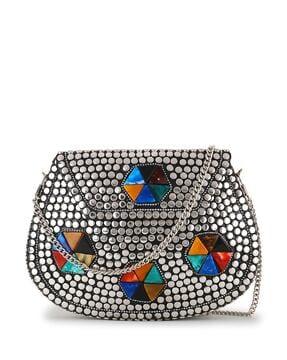 embellished classic clutch with detachable strap