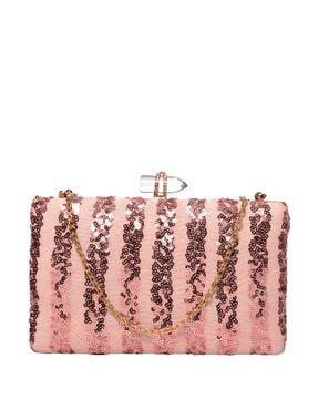 embellished classic clutch with shimmer sequins
