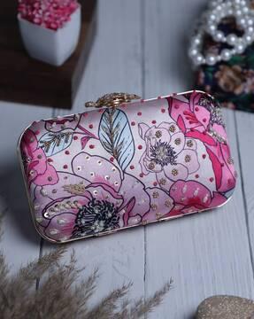 embellished clutch bag with detachable chain strap