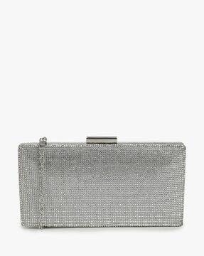 embellished clutch with chain strap
