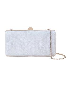 embellished clutch with chain strap