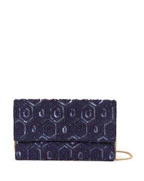 embellished clutch with chain strap
