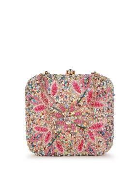 embellished clutch with chain