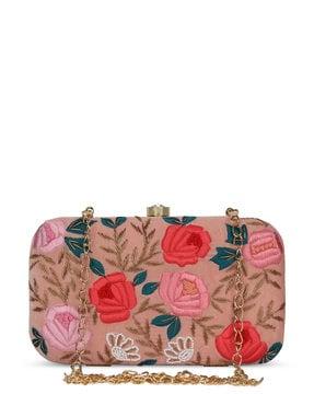 embellished clutch with detachable chain strap