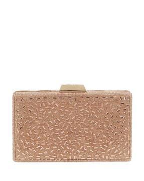 embellished clutch with magnetic closure