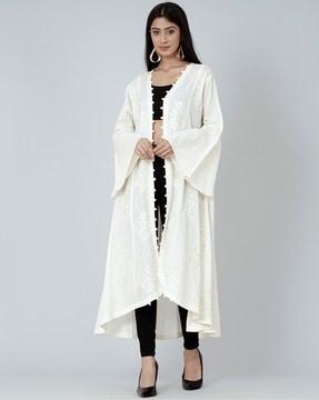 embellished coat dress with bobble trim