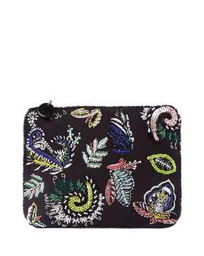 embellished coin pouch with zip-clousre