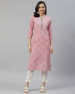 embellished collared straight kurta