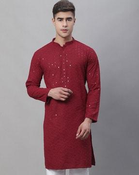 embellished cotton long kurta