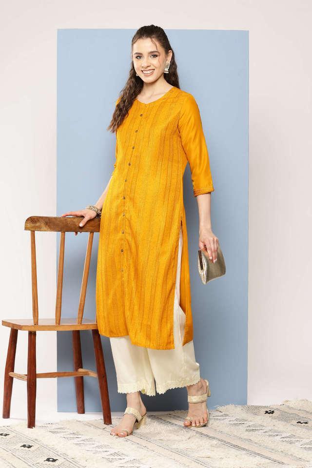 embellished cotton round neck womens party wear kurti