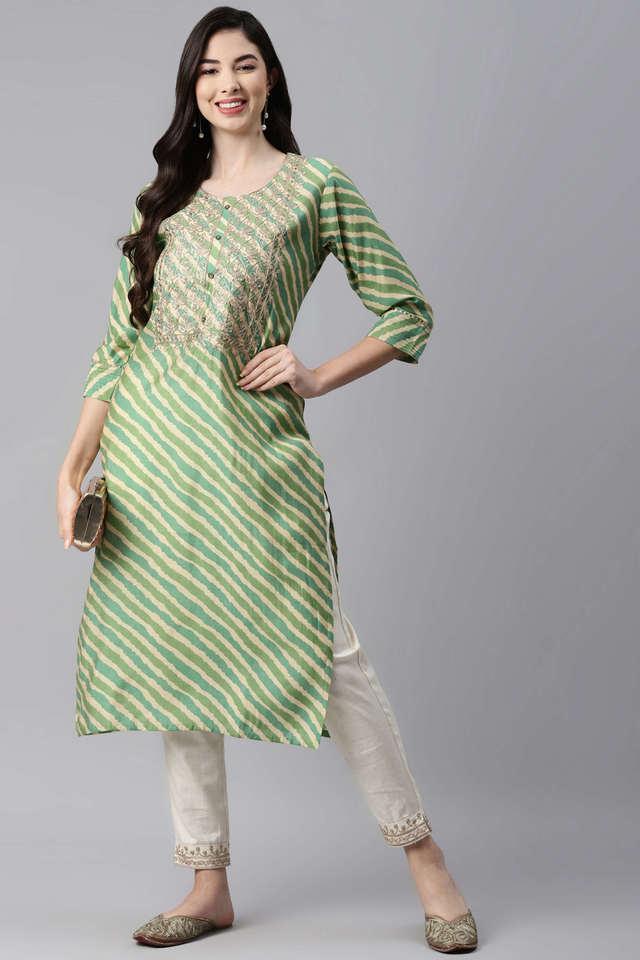 embellished cotton round neck womens party wear kurti