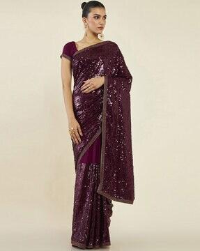 embellished crepe saree