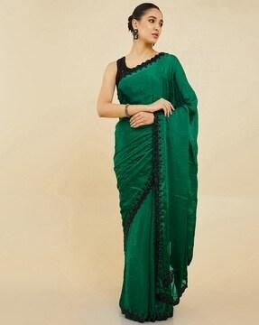 embellished crepe saree