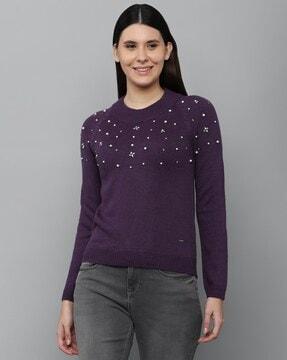 embellished crew-neck pullover