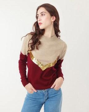 embellished crew-neck pullover