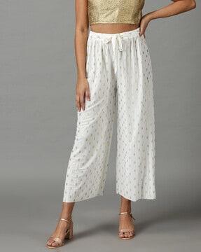 embellished culottes with tie-up waist