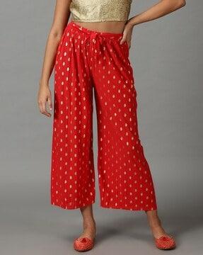 embellished culottes with waist tie-up