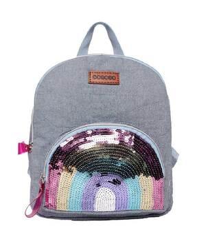 embellished denim backpack