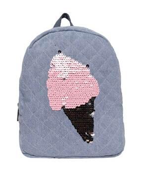 embellished denim backpack