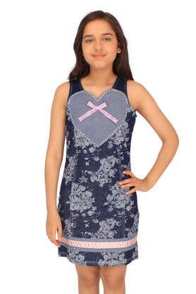embellished denim regular fit girls clothing set - blue