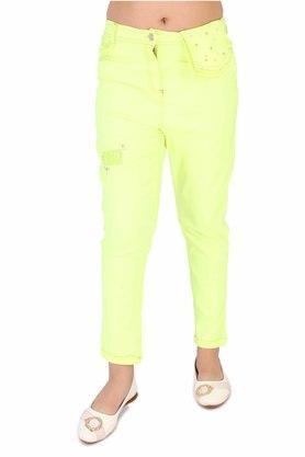 embellished denim regular fit girls jeans - green