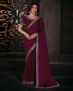 embellished design stone work chiffon embellished saree saree