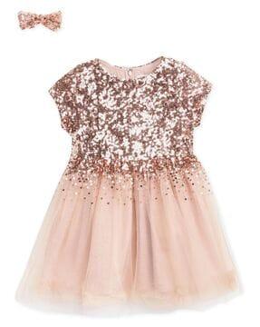 embellished dress with bow applique