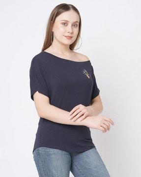 embellished drop-shoulder t-shirt