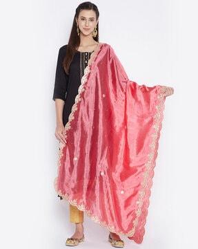 embellished dupatta with contrast border