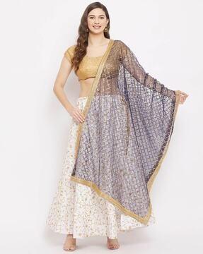 embellished dupatta with contrast border