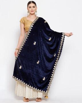 embellished dupatta with contrast border