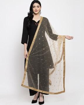 embellished dupatta with contrast border