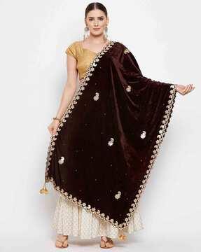 embellished dupatta with contrast border