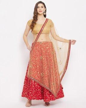 embellished dupatta with lace border